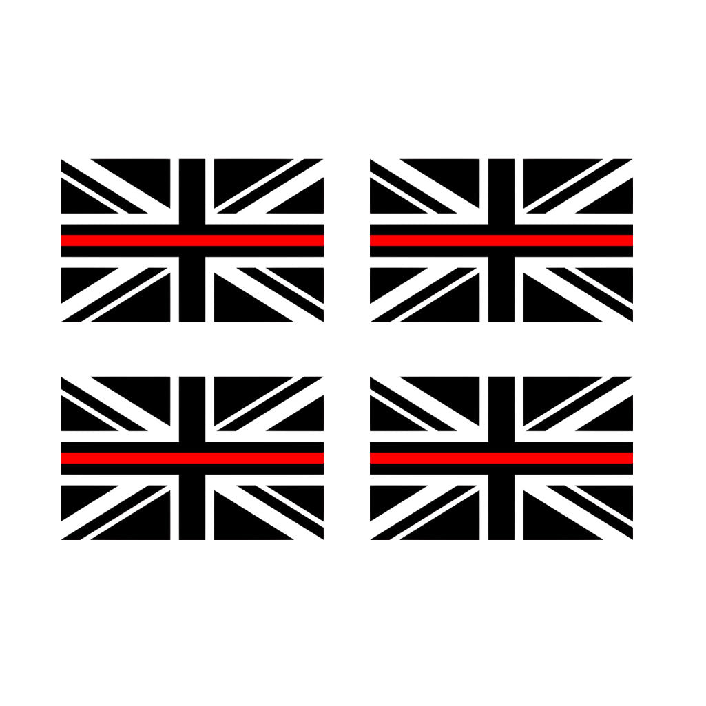 Set of 4 x Thin Red Line Flag Iron on Screen Print Transfers for Fabrics Machine Washable Firefighter Flag patch