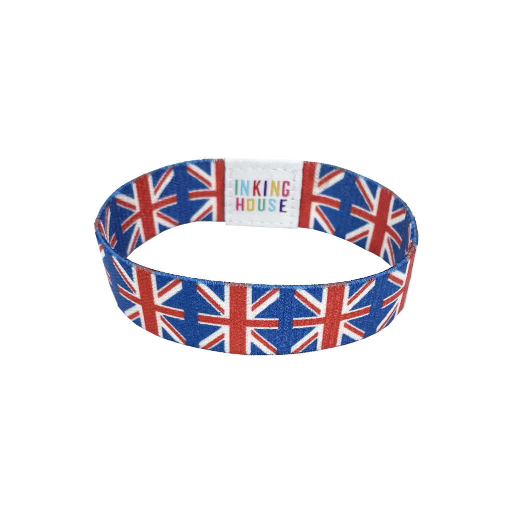 Set of UK flag elastic Wrist band wristband / Key tag gift union jack Great Britain united kingdom