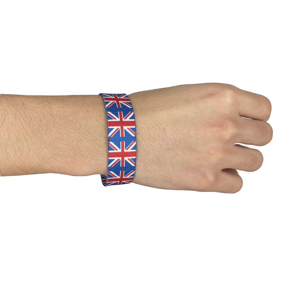 Set of UK flag elastic Wrist band wristband / Key tag gift union jack Great Britain united kingdom