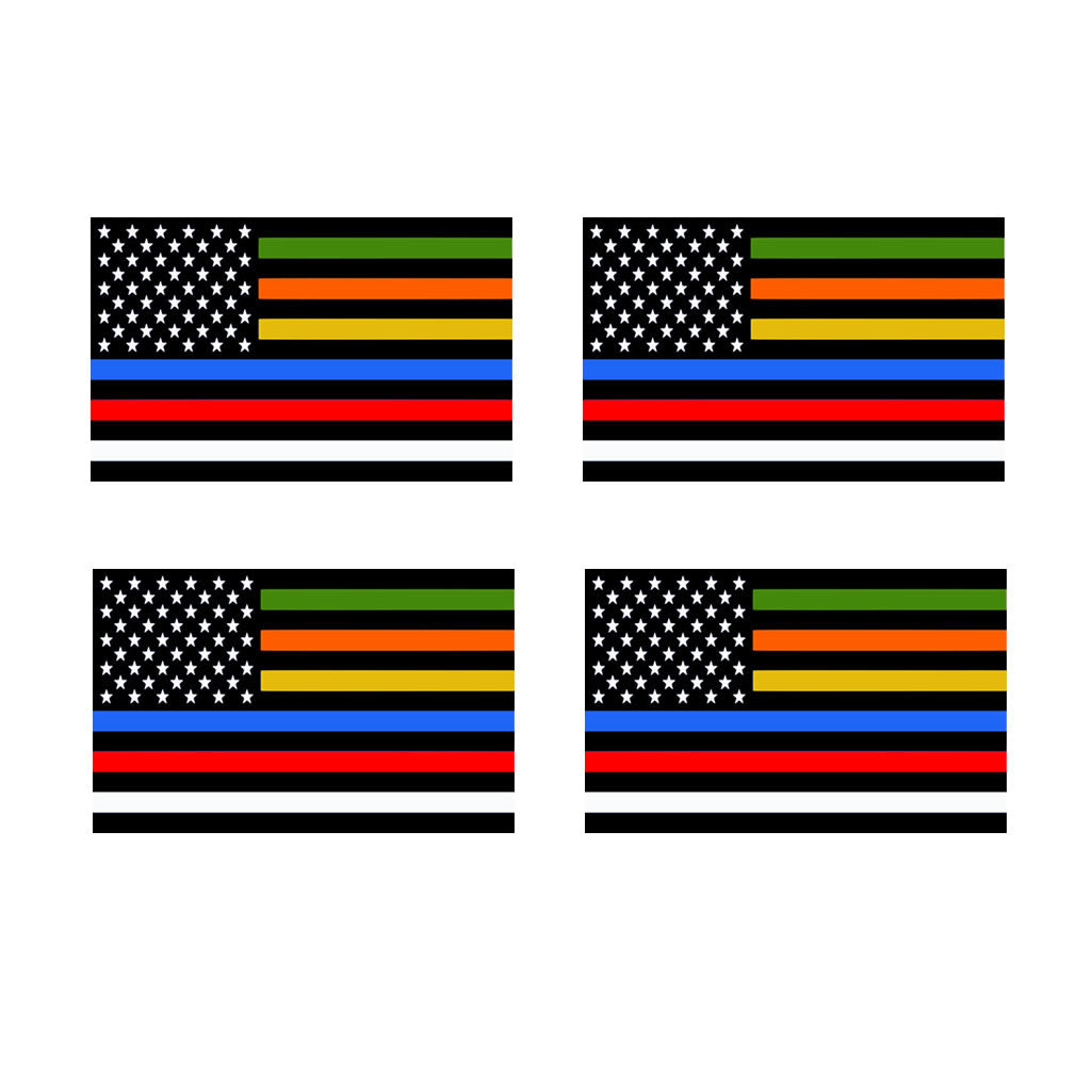 Set of 4 x USA FIRST RESPONDERS Flag Iron on Screen Print Transfers for Fabrics front line patch