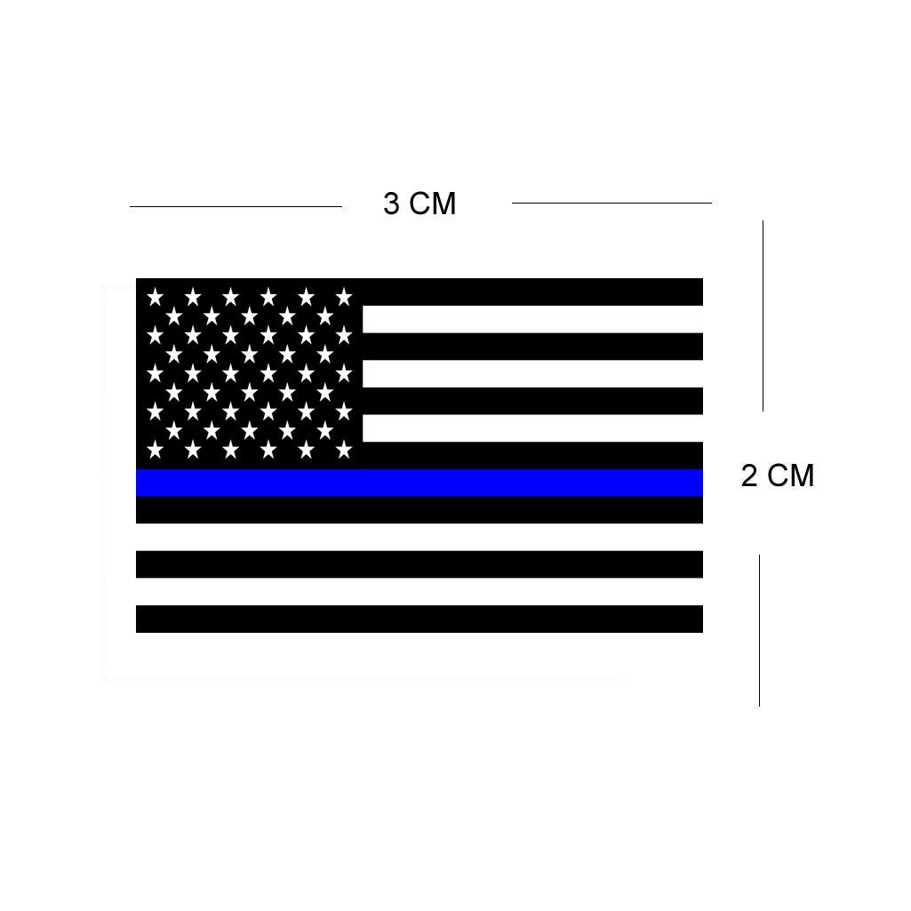 Set of 4 USA thin blue line FLAG Iron on Screen Print Transfers for Fabrics