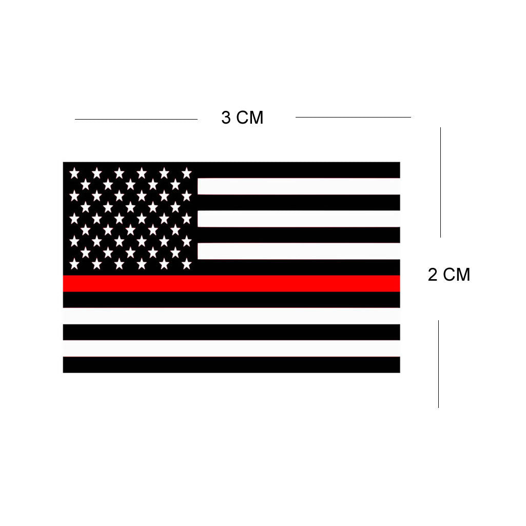 Set of 4 x Thin Red Line USA Flag Iron on Screen Print Transfers for Fabrics Machine Washable patch
