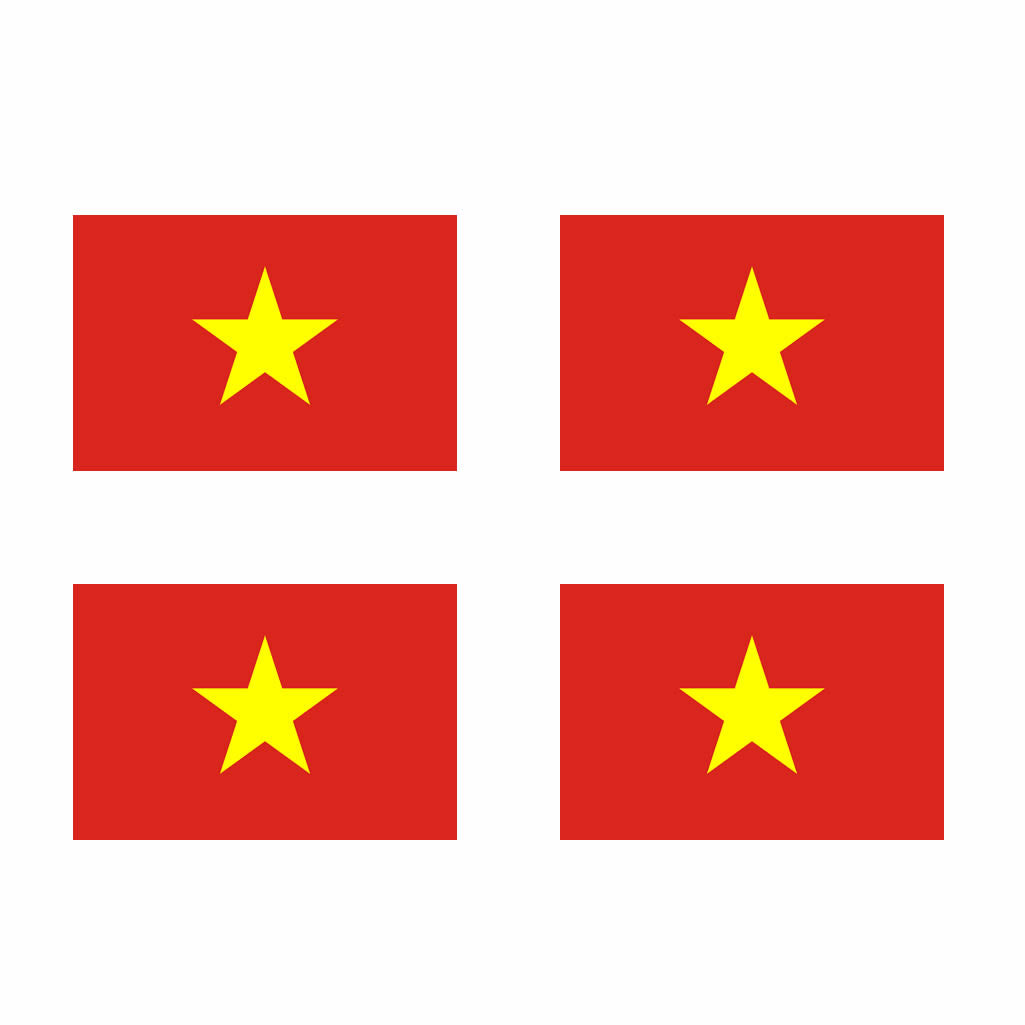 Set of 4 VIETNAM FLAG Iron on Screen Print Transfers for Fabrics VIETNAMESE
