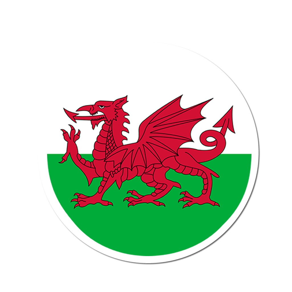 4 PACK Wales Flag waterproof Matte vinyl sticker Welsh dragon