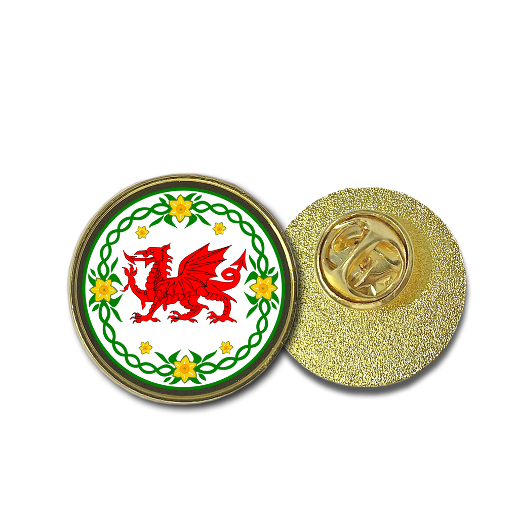 Wales dragon badge Metal pins Welsh daffodil symbol pin gift