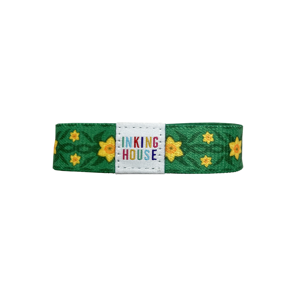 Set of Wales flag elastic Wrist band wristband / Key tag gift welsh dragon daffodil