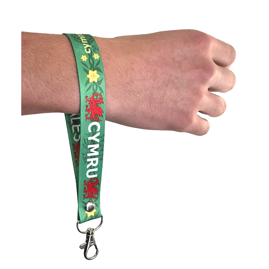 Set of Wales flag elastic Wrist band wristband / Key tag gift welsh dragon daffodil