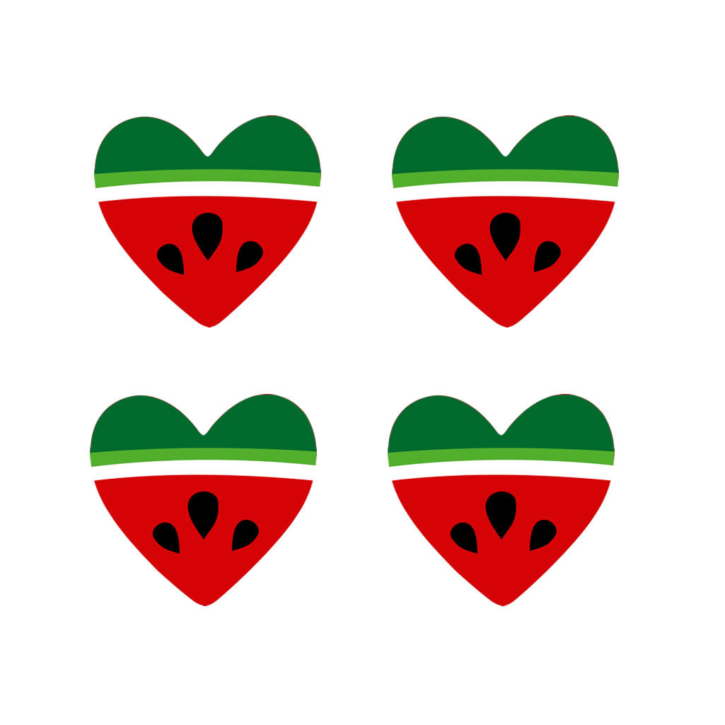 Set of 4 x Watermelon Heart Iron on Transfer for fabric free Palestine