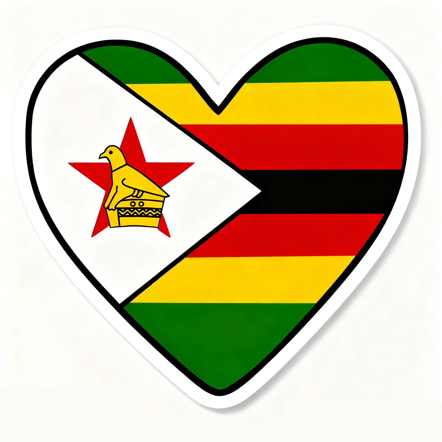 4 PACK Zimbabwe Flag heart waterproof Matte vinyl sticker Zimbabwean Team