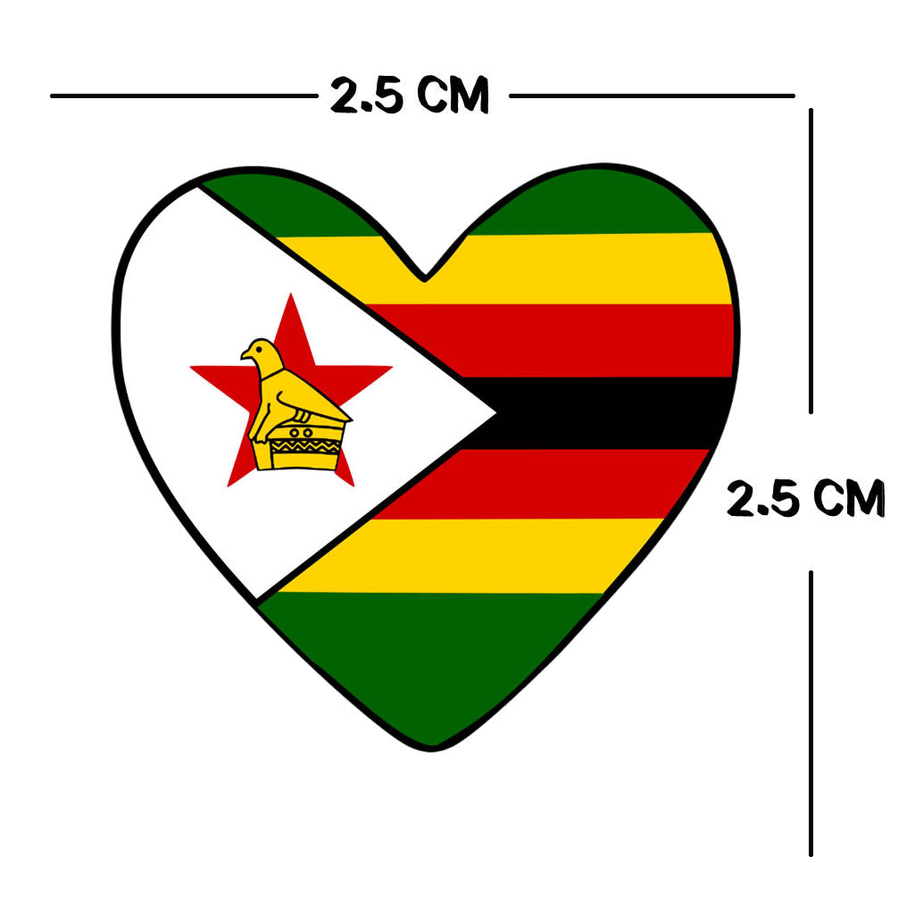 4 X Zimbabwe flag Heart Iron on transfer