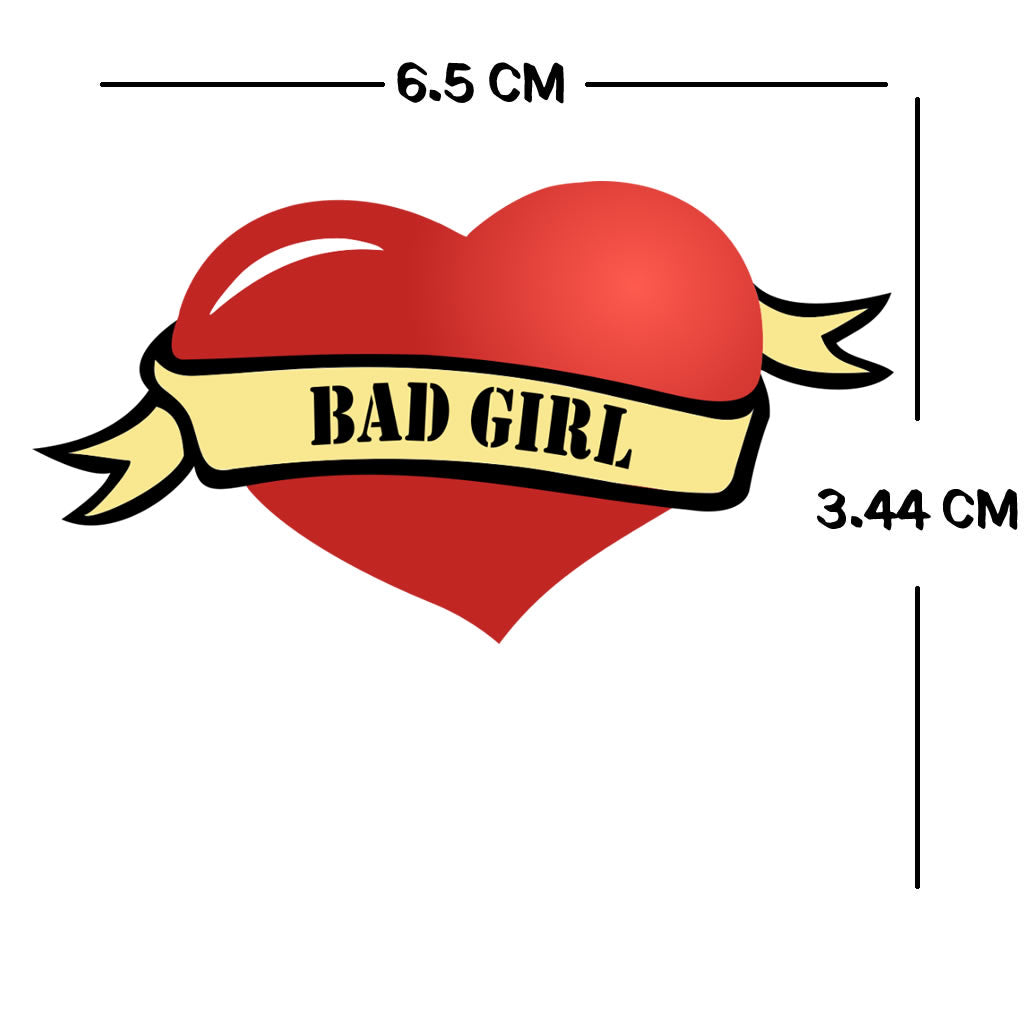 Bad Girl Heart TEMPORARY TATTOO lasts a week naughty cheeky rock chic