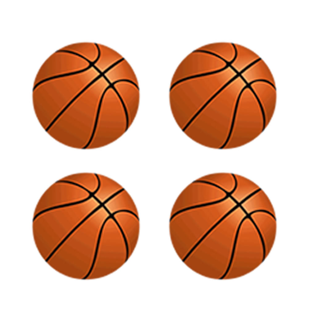 Set of 4 x Basketball Iron on Transfer for fabric basket ball