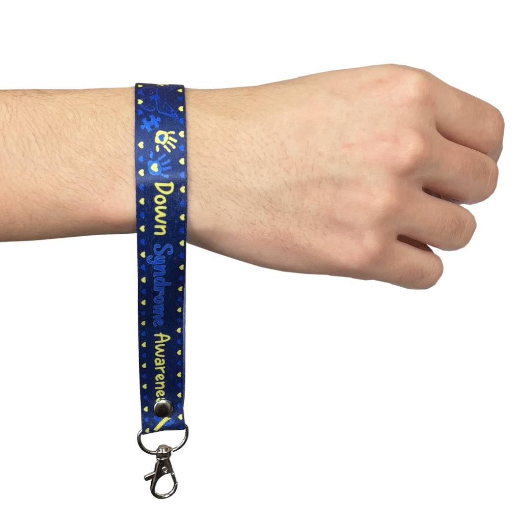 Set of Down Syndrome awareness elastic Wrist band wristband / Key tag palm print gift
