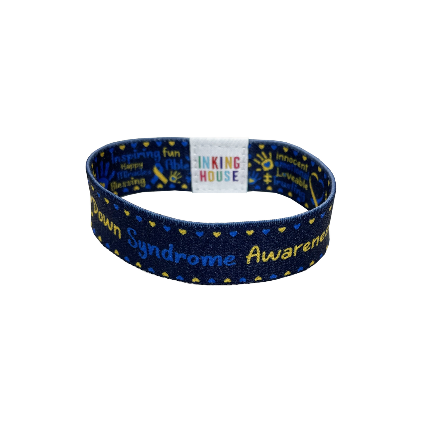Set of Down Syndrome awareness elastic Wrist band wristband / Key tag palm print gift