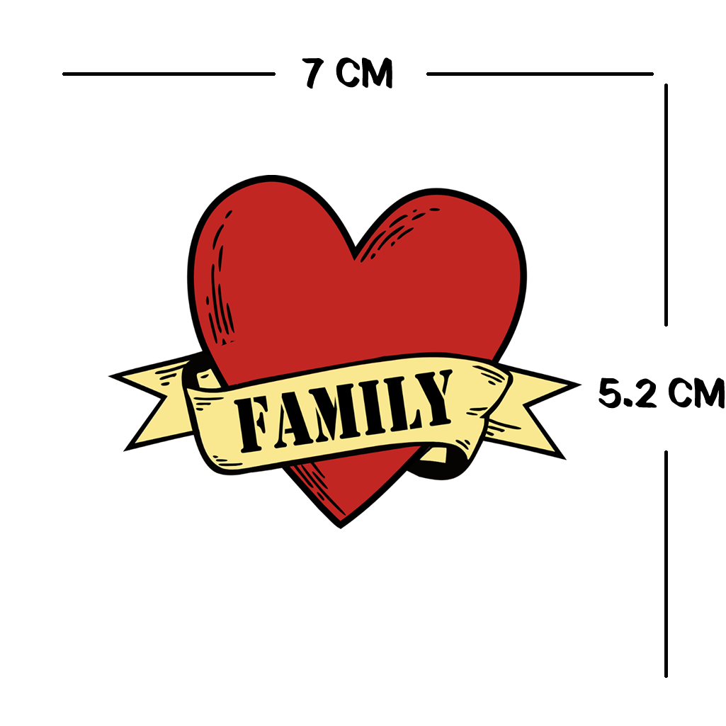 Family love heart Temporary Tattoo long lasting loyalty