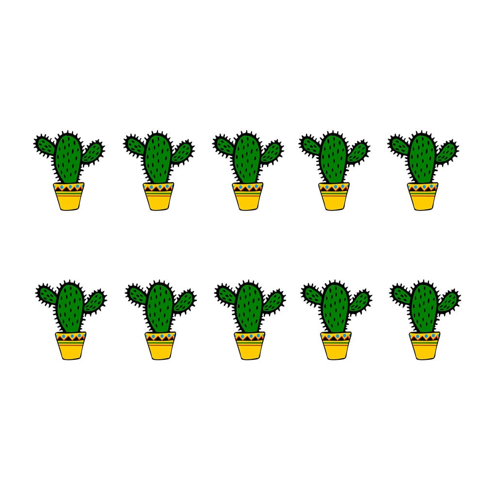 Set of 10 Cactus Screen Print Iron on Transfers for Fabrics Machine Washable Cacti patch