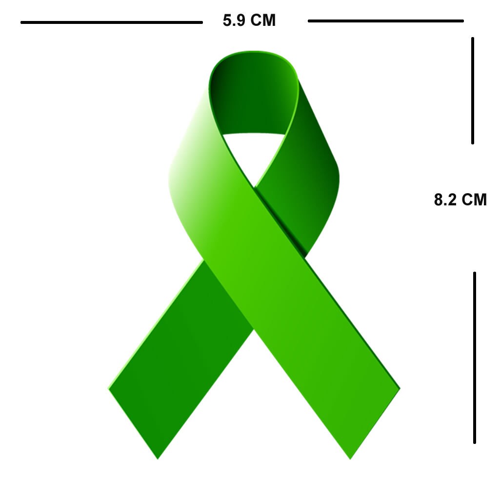 Set of 2 Green Ribbon DIY Iron on Screen print Patch for fabric Mental Health Awareness Support transfer Machine Washable