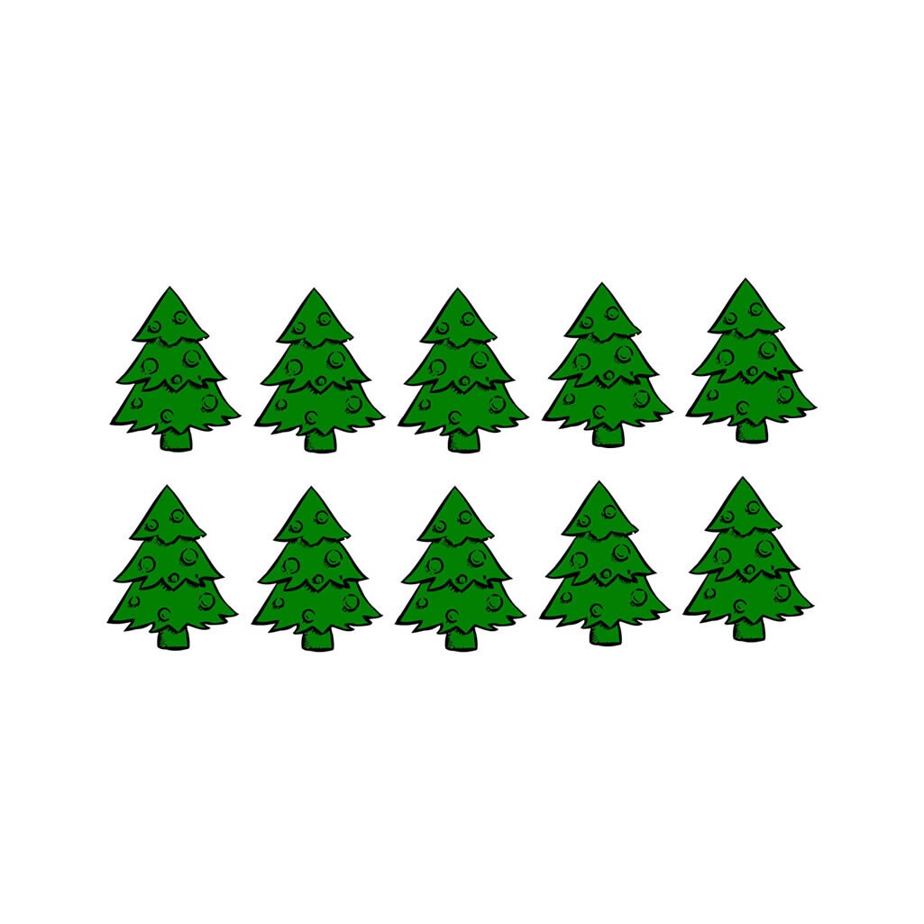 Set of 10x Christmas Tree iron on transfers