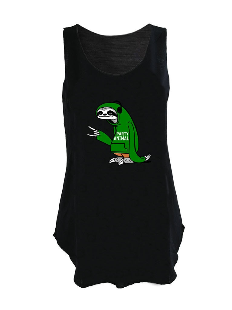 Party Animal unisex print Tank Top crest headphone life of the party sloth vest
