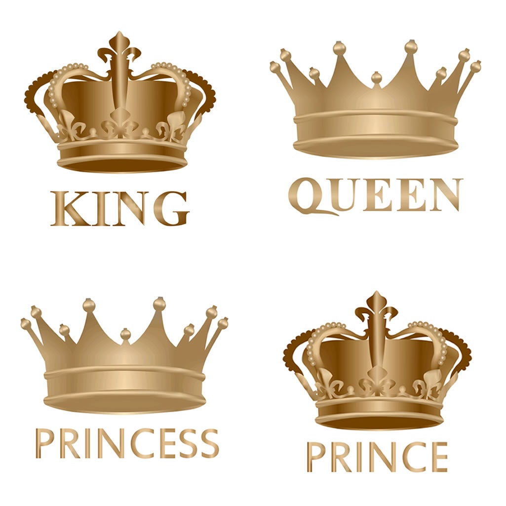 DIY The Royals - King, Queen, Prince, Princess Iron on Screen Print Transfers for Fabric Machine Washable Golden patch