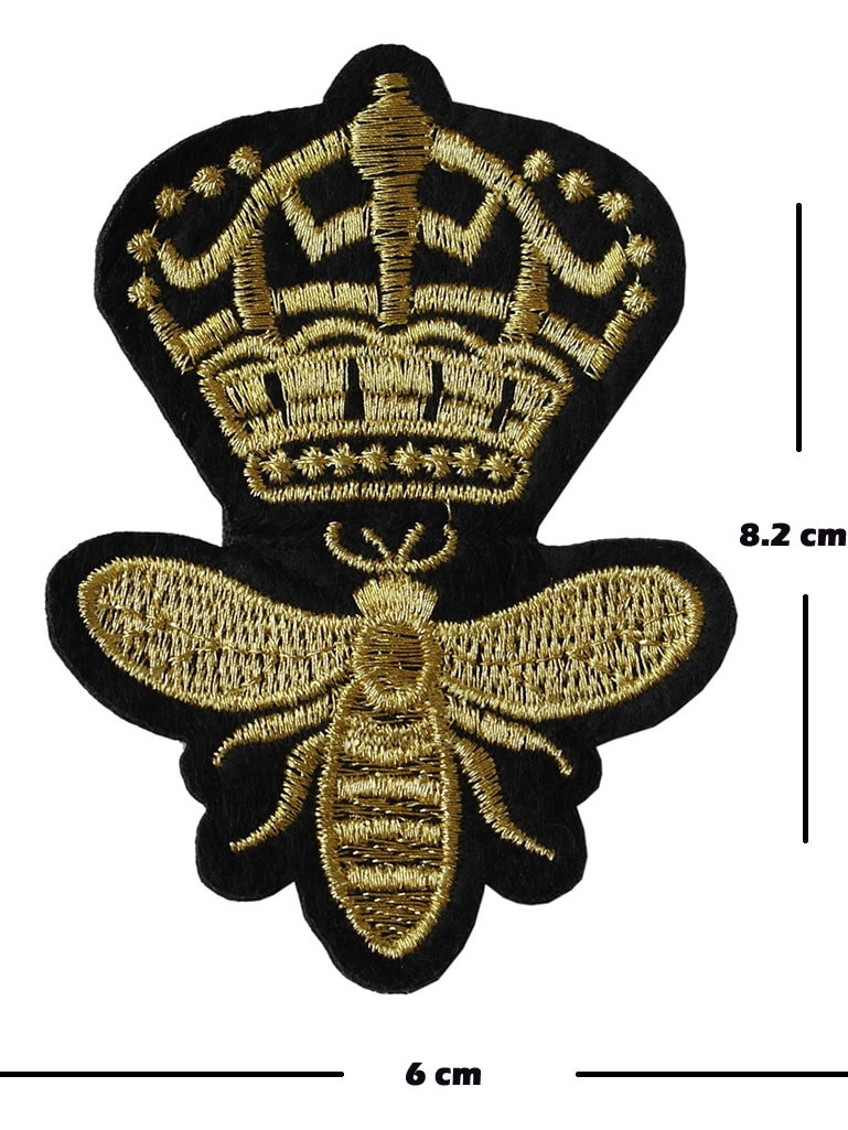 Queen Bee Iron / Sew On Embroidered Patch Badge Embroidery Crown Motif transfer