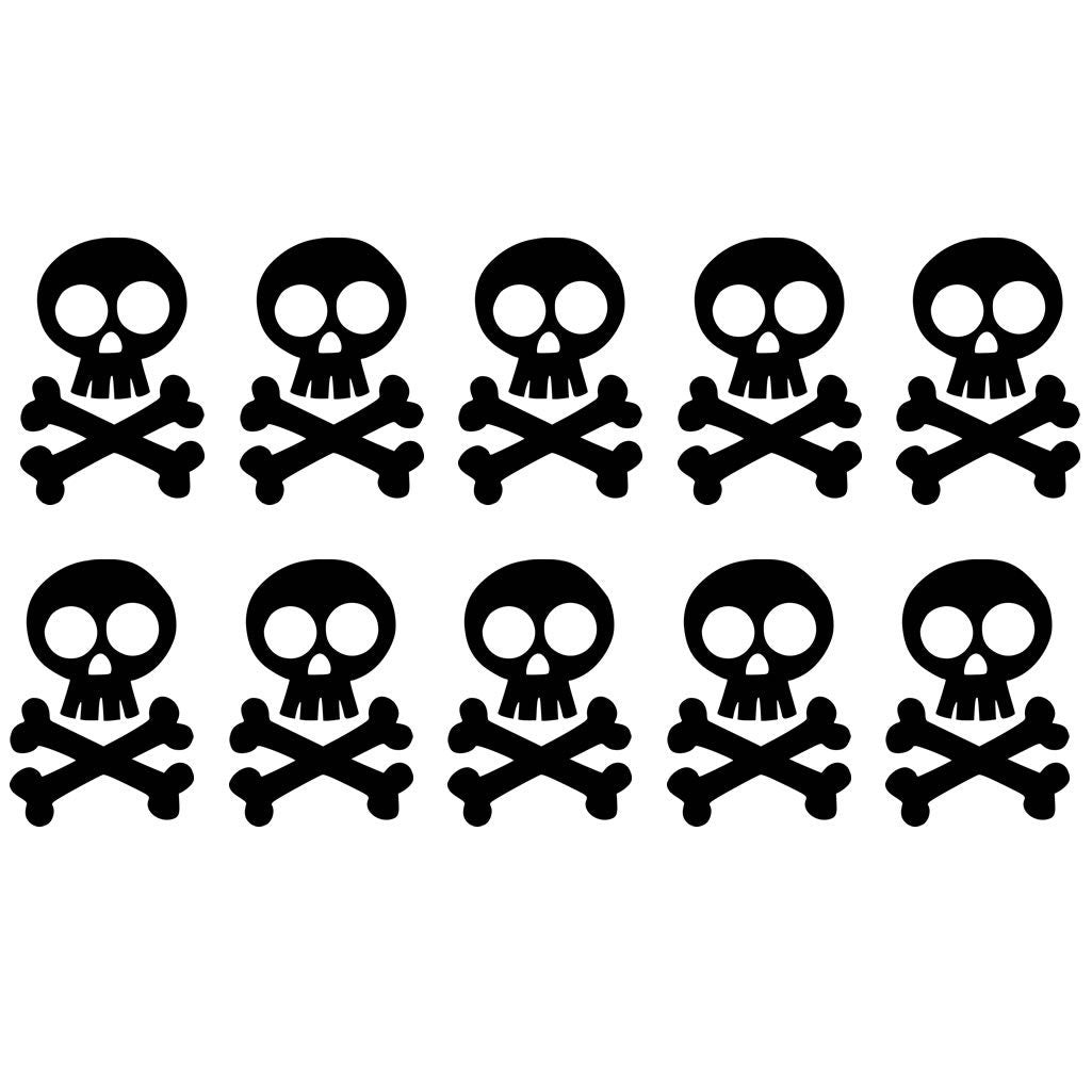 Set of 10 Skull DIY Iron on Screen print Patch for fabric transfer Machine Washable Skulls