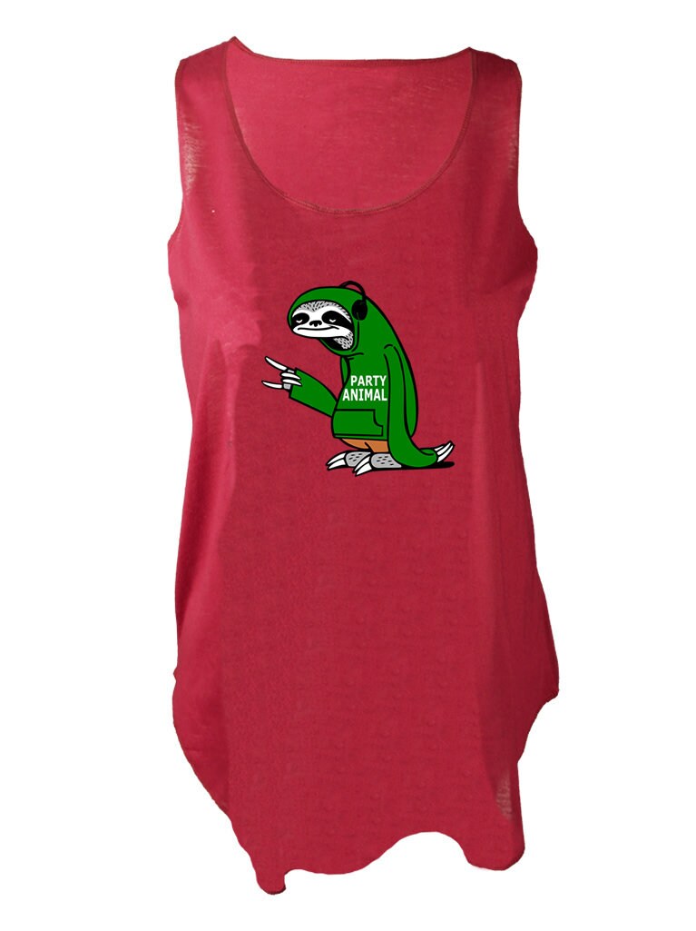 Party Animal unisex print Tank Top crest headphone life of the party sloth vest