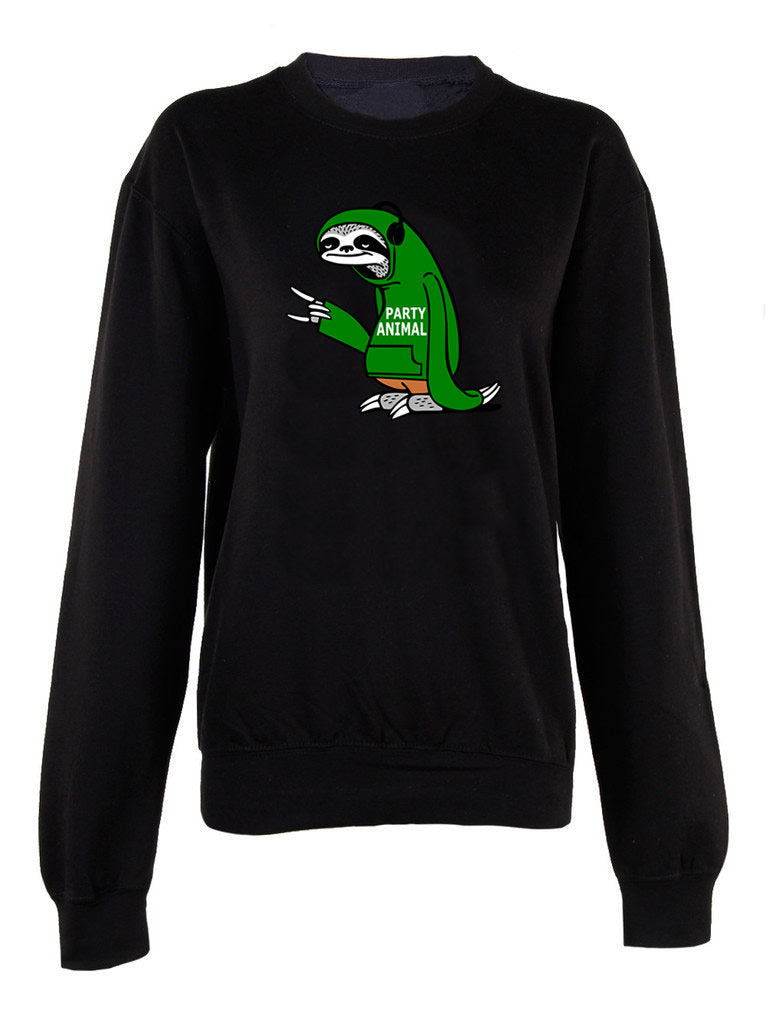 Party Animal print crew neck unisex Sweatshirt top Christmas Jumper Sloth