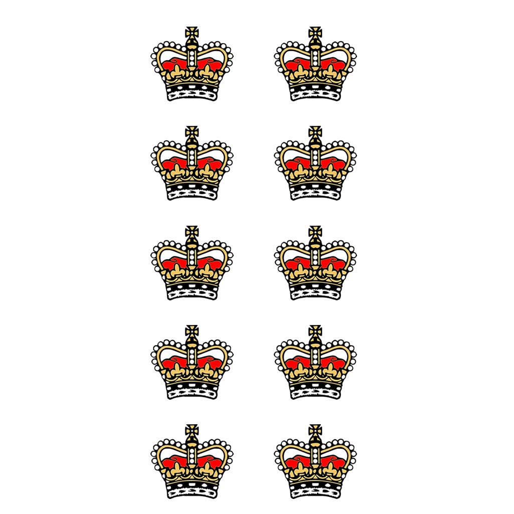 Set of 10 Crowns Temporary Tattoo Golden Royal princess prince Crown