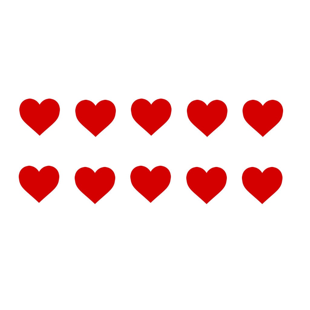 Set of 10 Heart TEMPORARY TATTOO Waterproof love Valentine's day hearts
