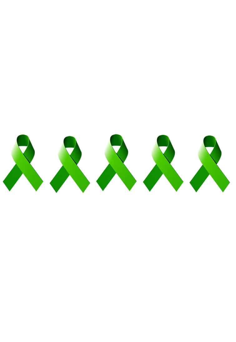 Set of 5 Green Ribbons Temporary Tattoo Waterproof Mental Health awareness