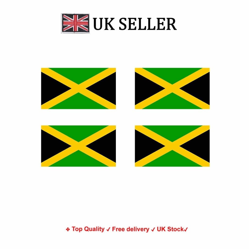 Set of 4 Jamaica Flag Temporary Tattoo Waterproof Lasts 1 week Jamaican country Flag