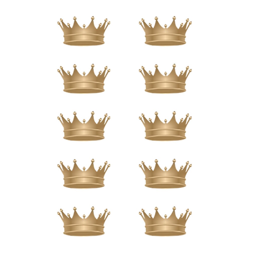 Set of 10 Crowns Temporary Tattoo Golden Royal princess prince Crown