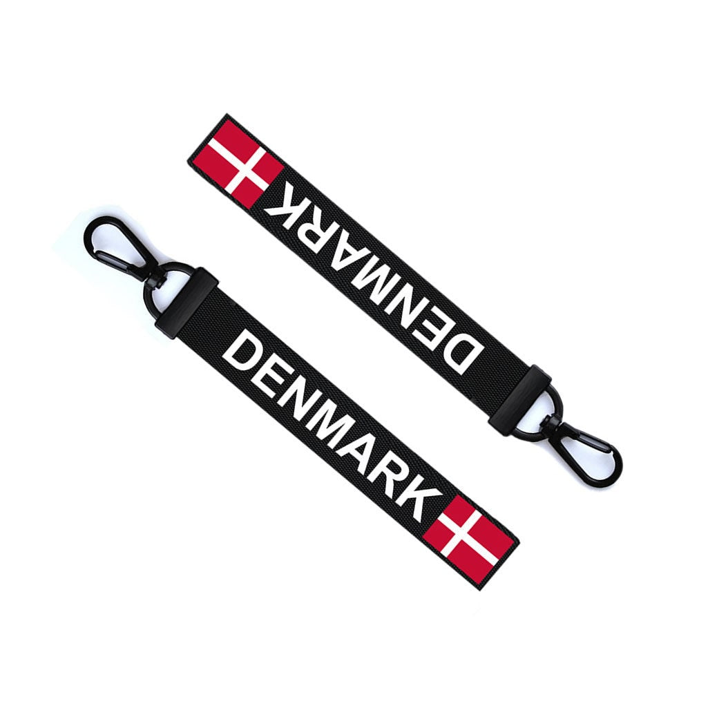 Denmark Key Chain Keyring Luggage Tag Zipper Pull Bag Danish Key Ring
