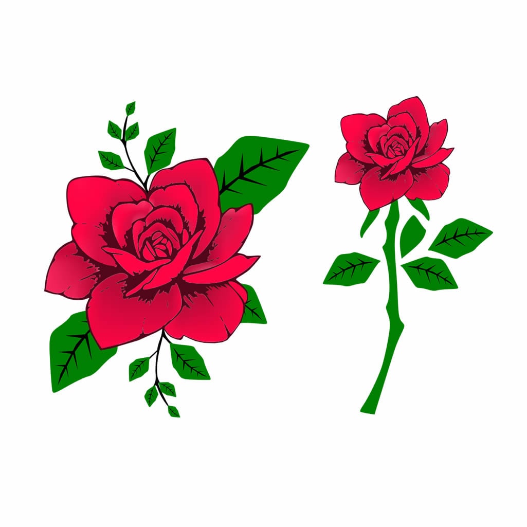 Set of 2 Rose Temporary Tattoo Waterproof