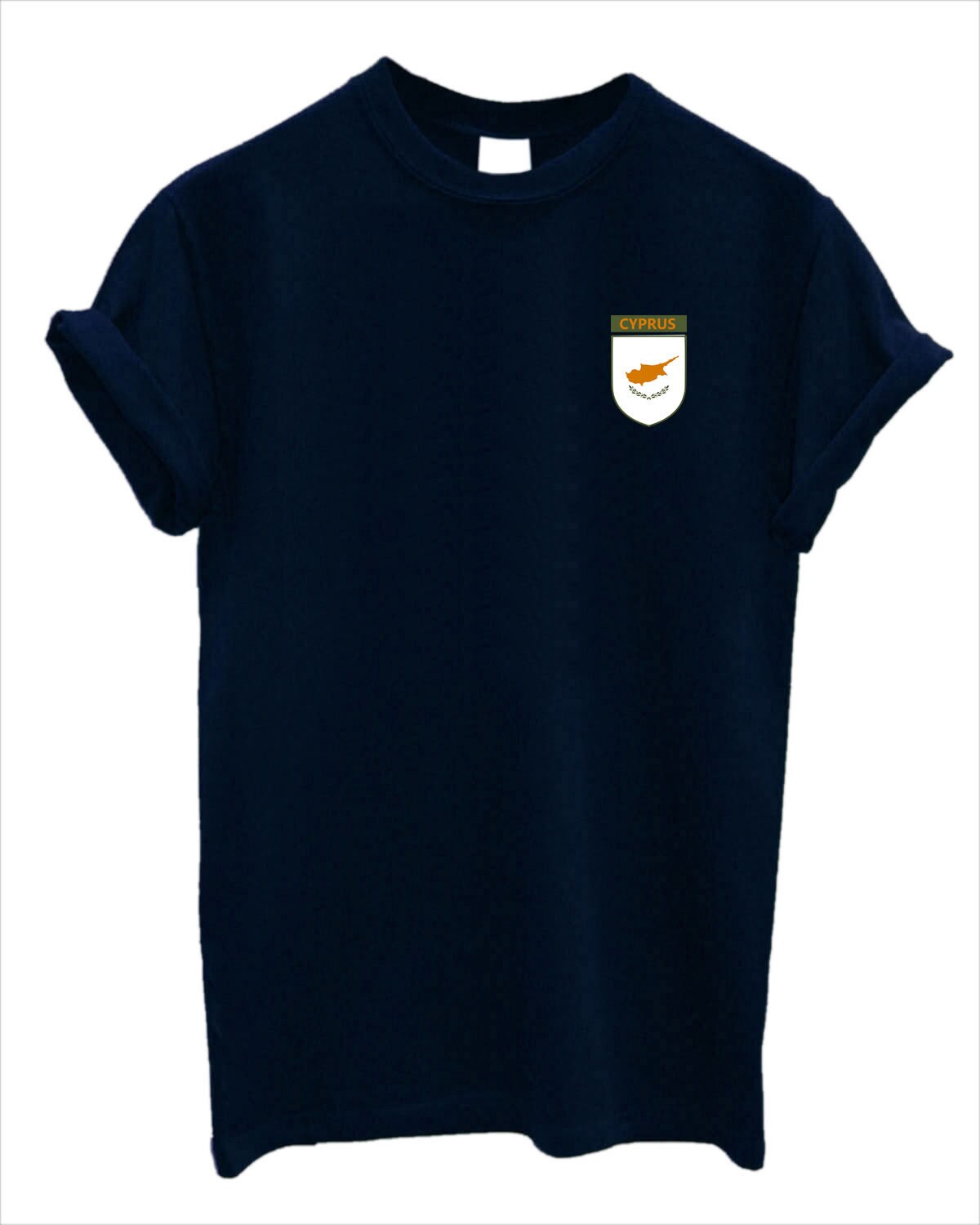Cyprus Team Crest Crew neck Tshirt Support your Country football rugby cricket Cypriot