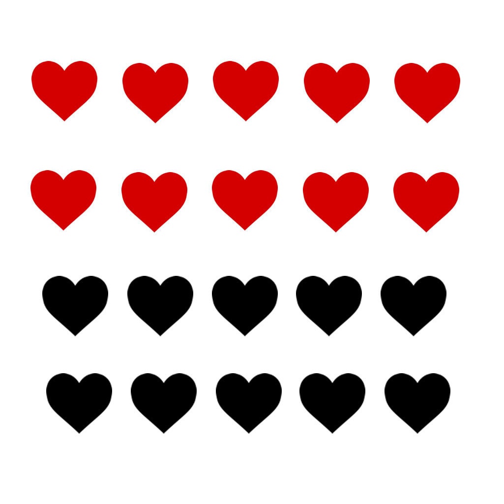 Set of 10 Heart TEMPORARY TATTOO Waterproof love Valentine's day hearts