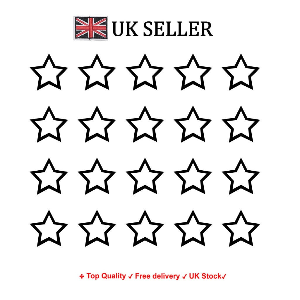 Set of 10 x Stars Temporary Tattoo Waterproof black cut out Star