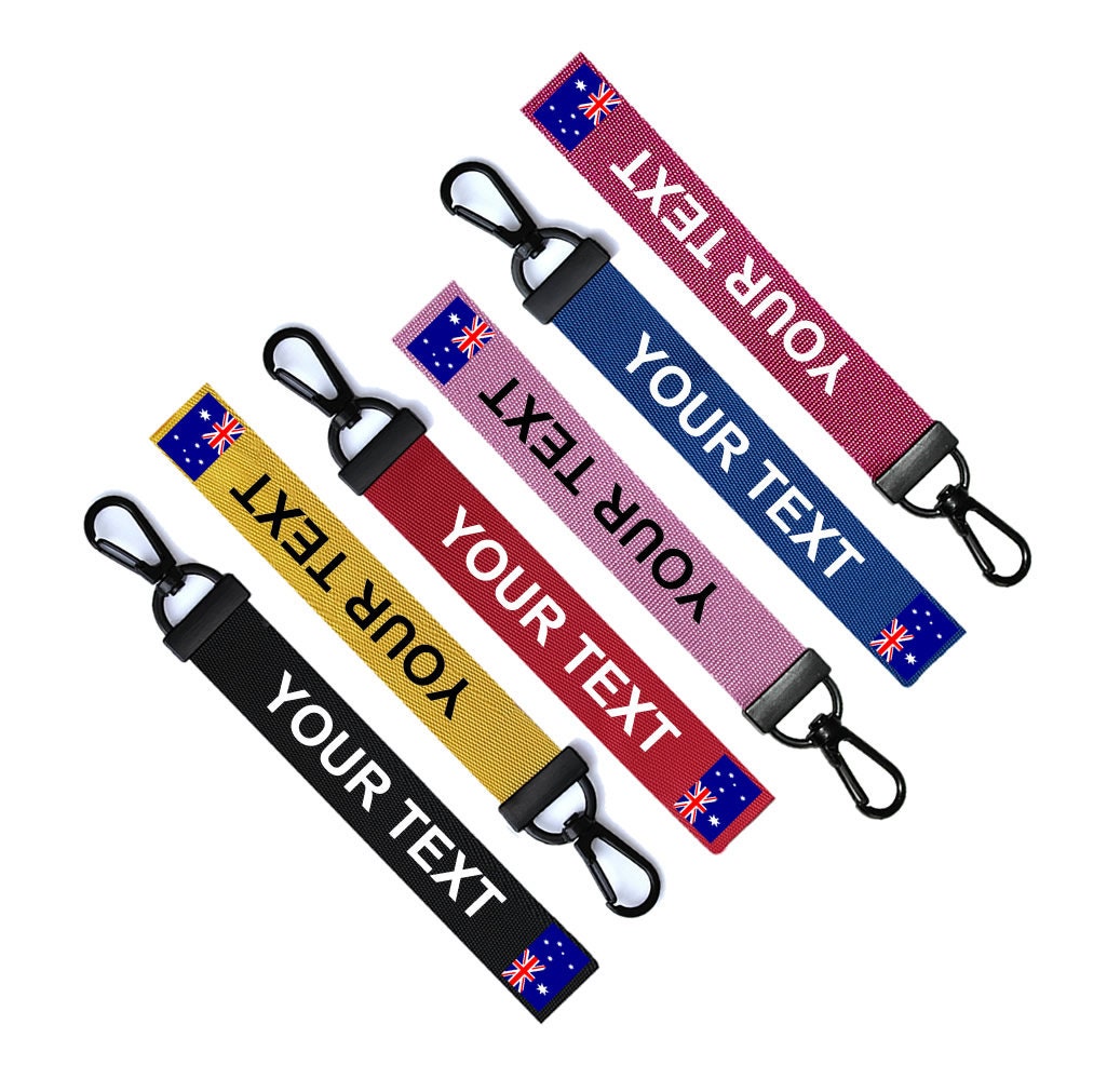 Personalised Australia Flag Key Chain Keyring Luggage Tag Zipper Pull Bag Ring Key Ring