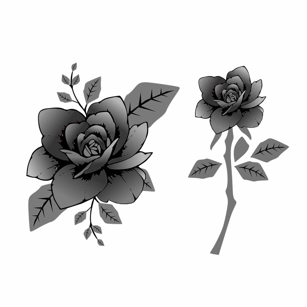 Set of 2 Rose Temporary Tattoo Waterproof