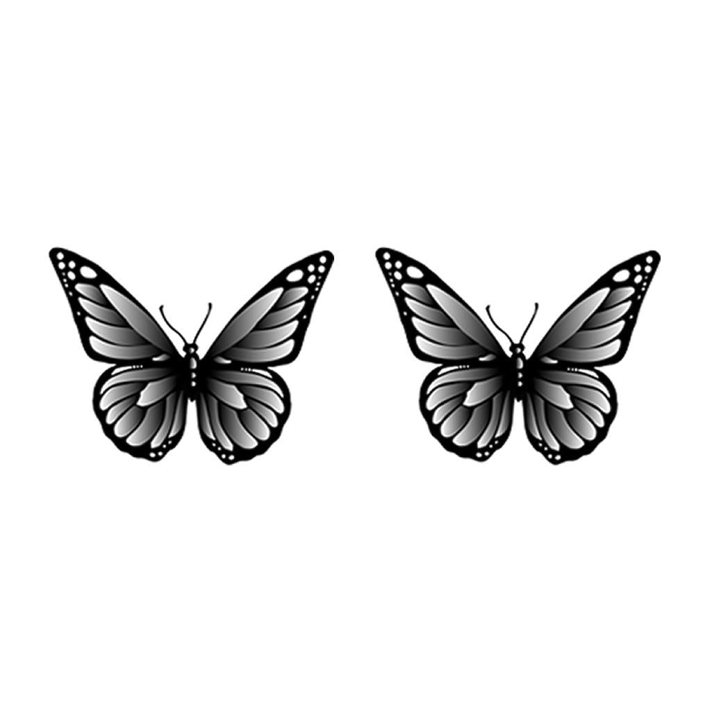 Set of 2 Black Butterflies Temporary Tattoo Waterproof Lasts 1 week Body Face art Butterfly