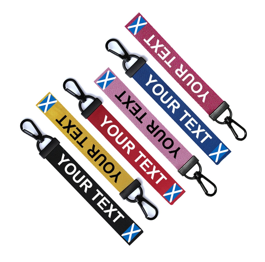 Personalised Scottish Flag Key Chain Keyring Luggage Tag Zipper Pull Bag Ring Key Ring Scotland