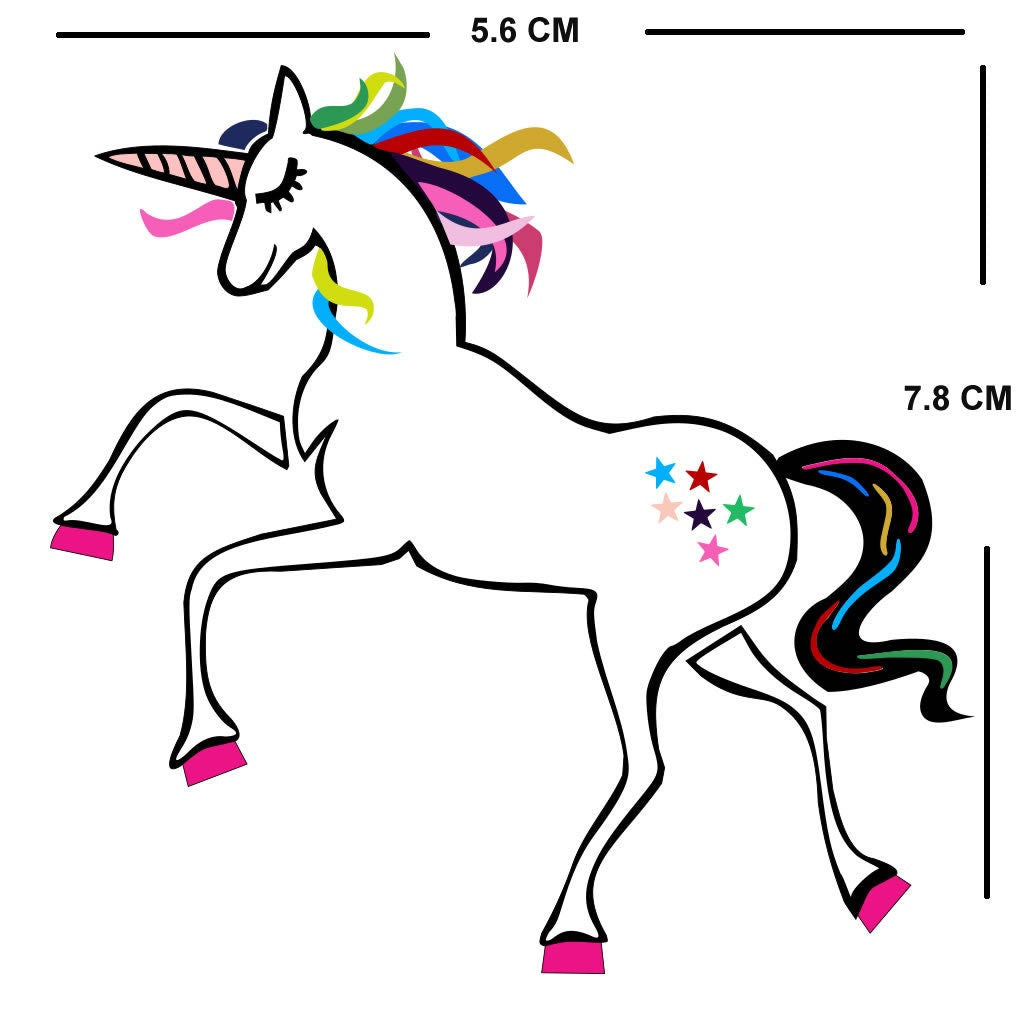 Set of 4 Unicorn / Rainbow diy IRON ON Screen Print Transfer for fabrics Machine Washable badge