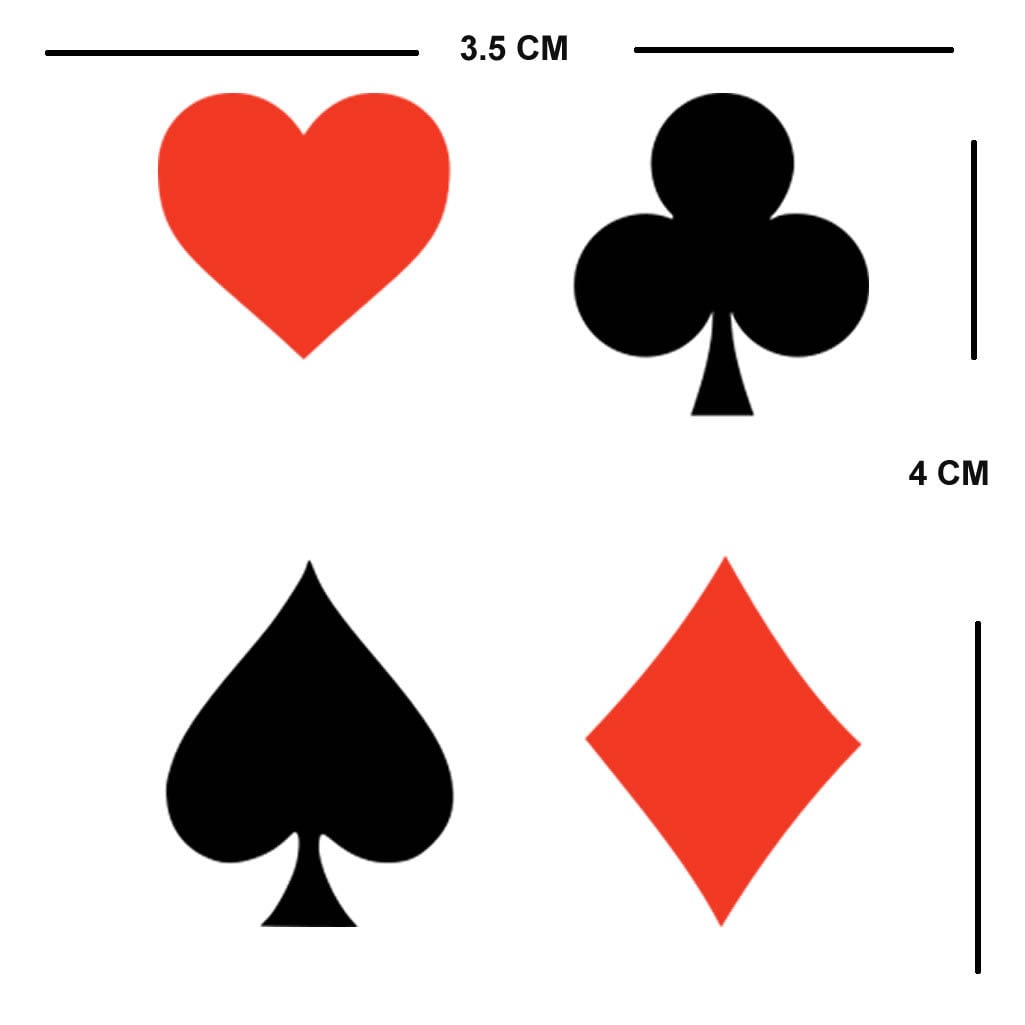 Set of 4 card suits IRON ON Screen Print Transfers for Fabrics Machine Washable patch Ace of spades