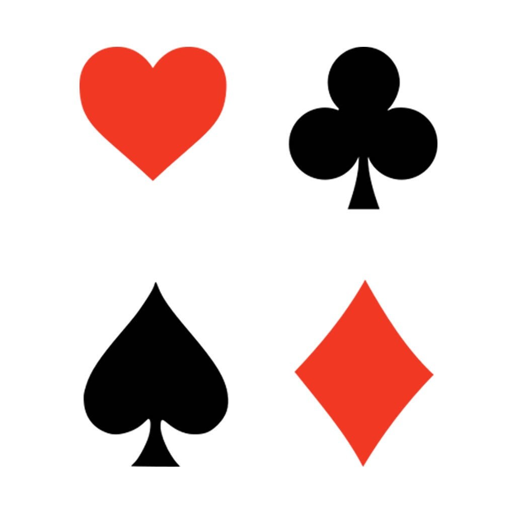 Set of 4 card suits IRON ON Screen Print Transfers for Fabrics Machine Washable patch Ace of spades