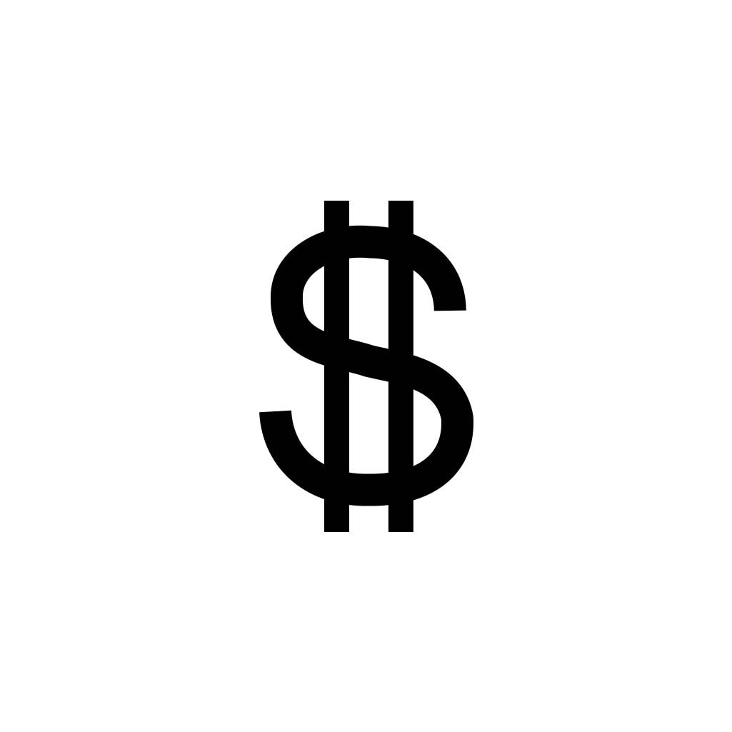 Set of 2 x Dollar Sign IRON ON Screen Print Transfers for Fabrics Machine Washable patch Dollars