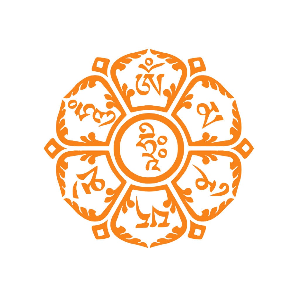 Set of 2 x Om mani padme hum Buddhist Symbol DIY Iron on Screen print patch for fabric transfer Sanskrit mantra