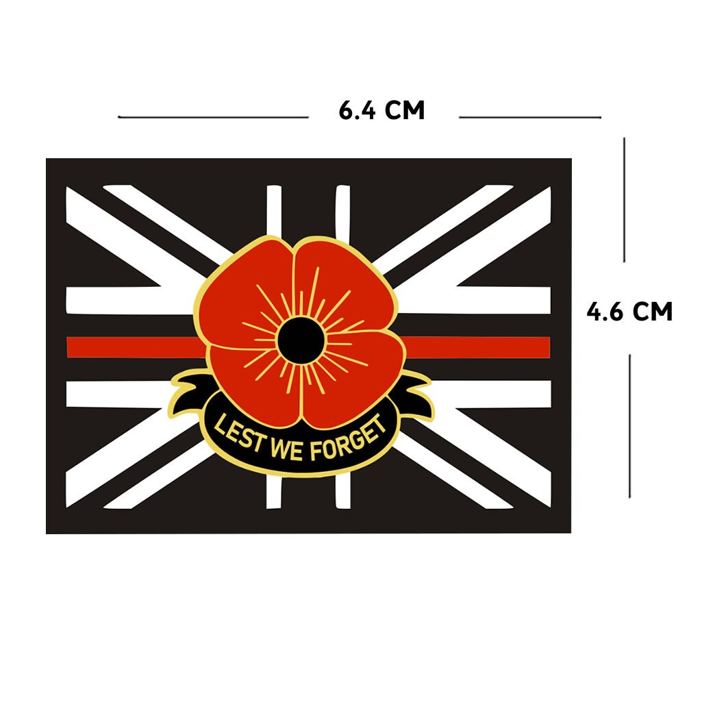 Set of 2 x Thin Blue Line Poppy Iron on Screen Print patch for fabric Machine Washable Lest We Forget UK FLAG