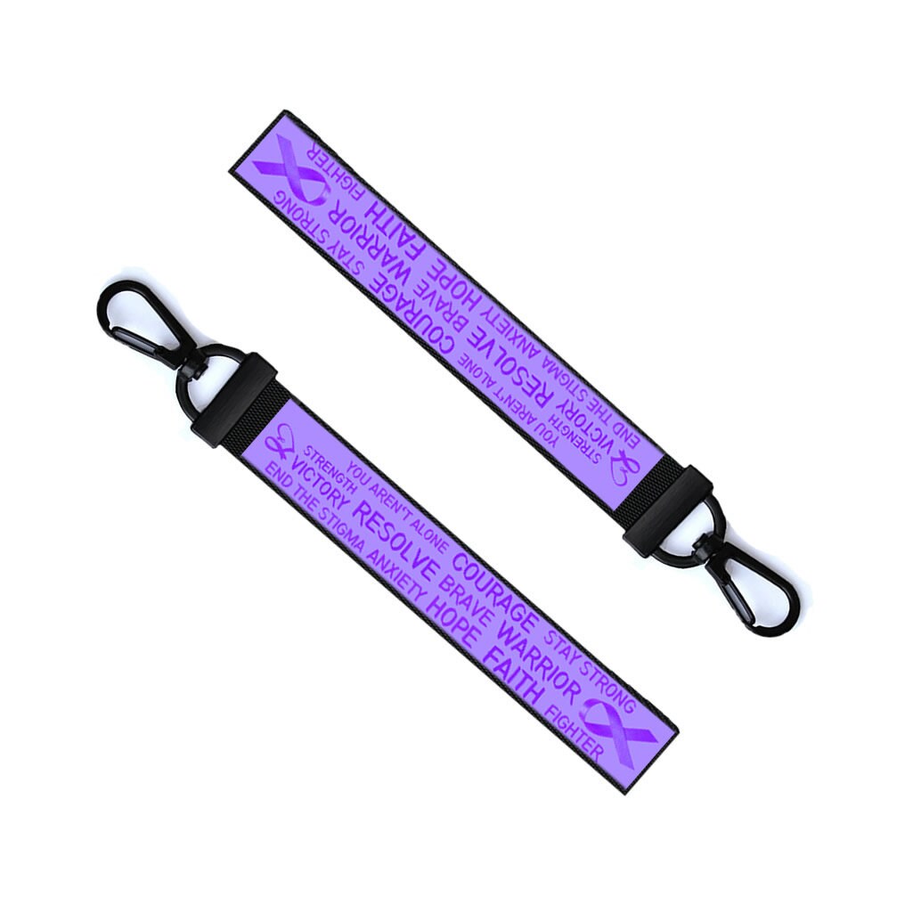 Purple ribbon Key Chain Keyring Luggage Tag Zipper Pull Bag Hope domestic violence awareness hope / faith Key Ring