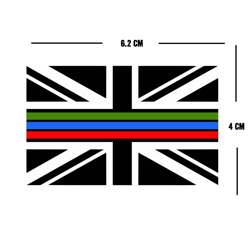 Set of 2 x Thin Red Green Blue Line Flag Iron on Screen Print Transfers for Fabrics Machine Washable Front Line first responders Union jack